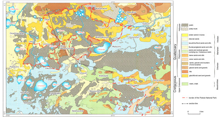 Fig 7. Geological map of Polesie National Park [5]